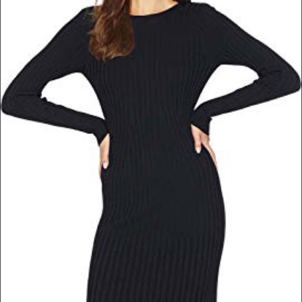 Black Ribbed Long Sleeve Dress NWOT
